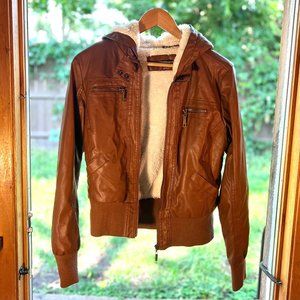 Leather Hooded Jacket